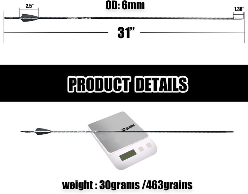 BOWSOUL 31“ Archery Arrows Training Practice Target Arrows for Kids Youth or Beginners Streamlined Points Durable Shaft on Recurve Bows Youth Bow and Longbows(Pack of 12) - Image 2
